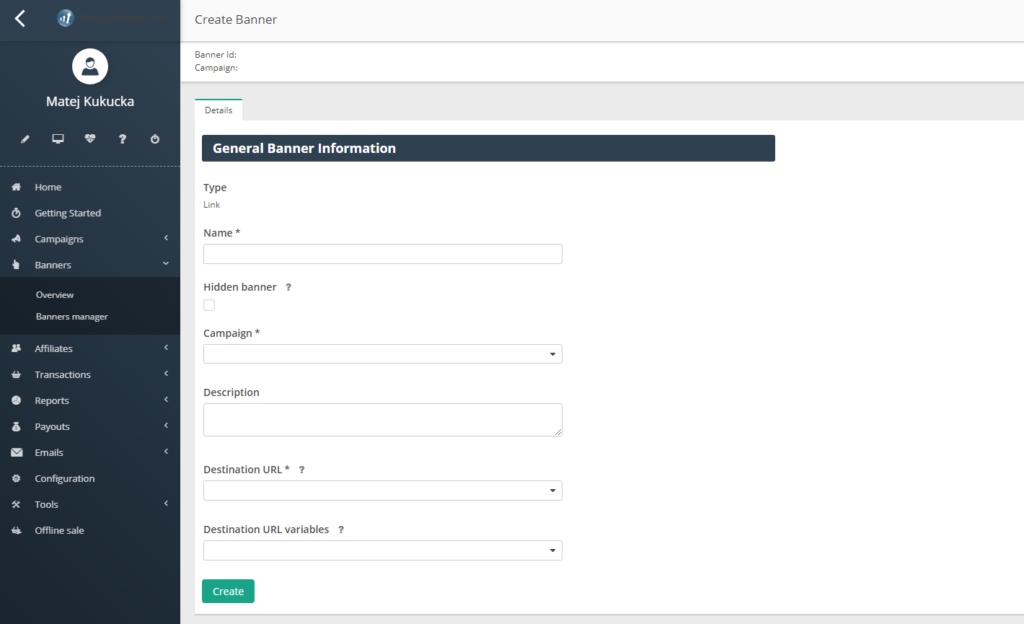 Crear banner en Post Affiliate Pro
