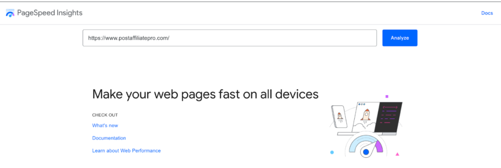 Página de producto de PageSpeed